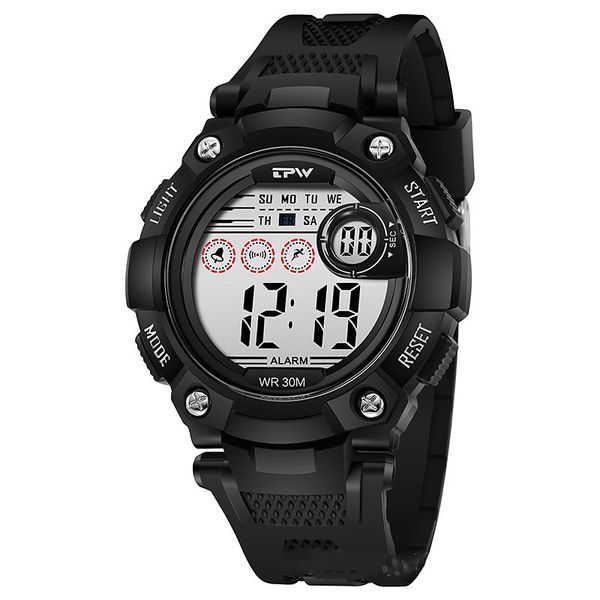 

new multifunctional fashion electronic watch for couples student teen sports waterproof alarm watch men's watch, Slivery;black