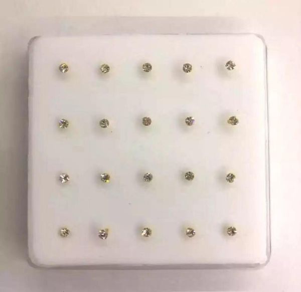 

100 925 sterling silver 2mm crystal pin stud indian nose piercing jewelry 20pcsset5642941