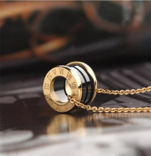 

2021 women luxury designer jewelry roman numeral ceramic pendant necklaces rosegold color stainless steel mens necklace gold chain5135498, Silver