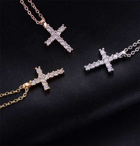 

classic design jewelry 18k gold plated cross full diamond choker pendant necklace for unisex9827488, Silver