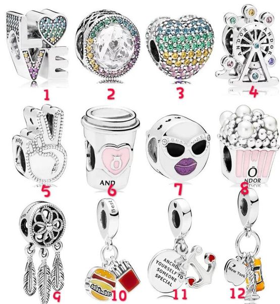 

fit charm bracelet mixed theme 20 pcs european silver bead charm silver 18kgold plated pendant beads diy for women bangle jewelry1608324, Black