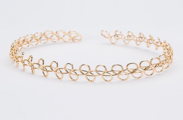 

alloy tattoo choker necklace vintage hippy stretch elastic fishing line simple punk summer hawaii pattern wrap chokers goldsilver3375518, Golden;silver