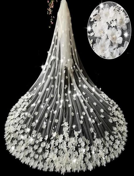 

bridal veils cathedral veil bride shining starlight fabric 3d threedimensional flower2461576, Black