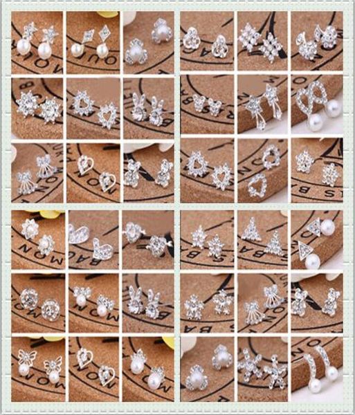 

mixed order multi style extravagance and glittering fashion delicate rhinestone ear studs pearl earrings girl madam jewelry 20pair7606334, Golden;silver