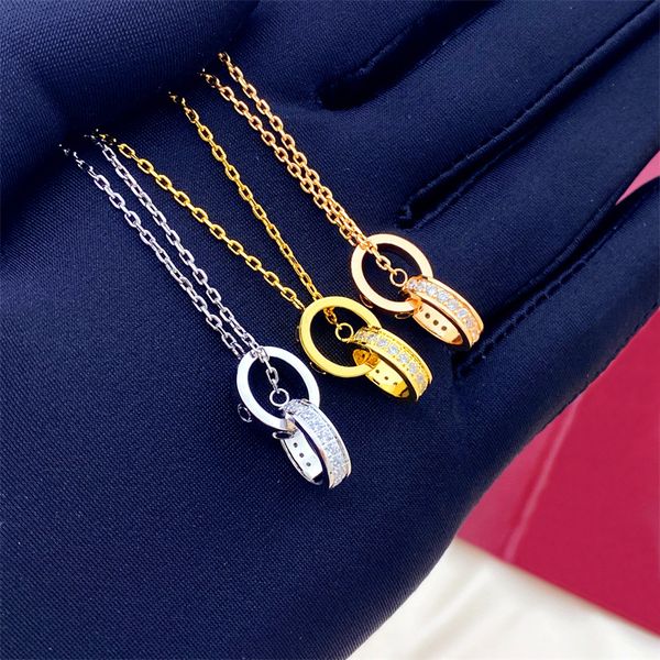 

designer jewellery gold love necklace pendant diamond chain women men silver rose b7212400 inner diameter 8mm loop by loop design charm fash