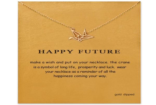

simple paper crane necklace women origami pigeon pendant clavicle chain statement choker necklaces happy future gift card4780845, Silver