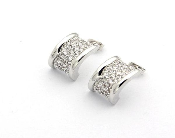 

1pcs fashion brand titanium steel love silver earrings full diamond jewelry 18k gold plated for woman jewelry gift1382704, Golden;silver