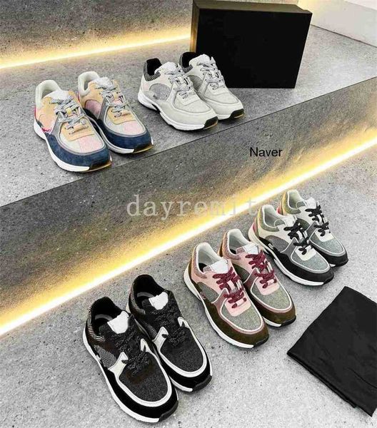 

ff designer calfskin casual shoes reflective sneakers vintage suede leather trainers fashion shoes leisure shoe platform laceup women mens s, Black