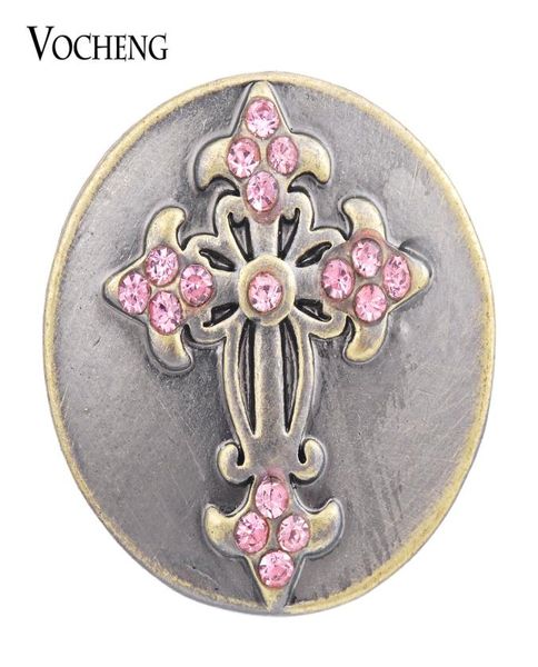 

vocheng noosa snap jewelry 18mm white pink cross metal bronze button vn13739704905
