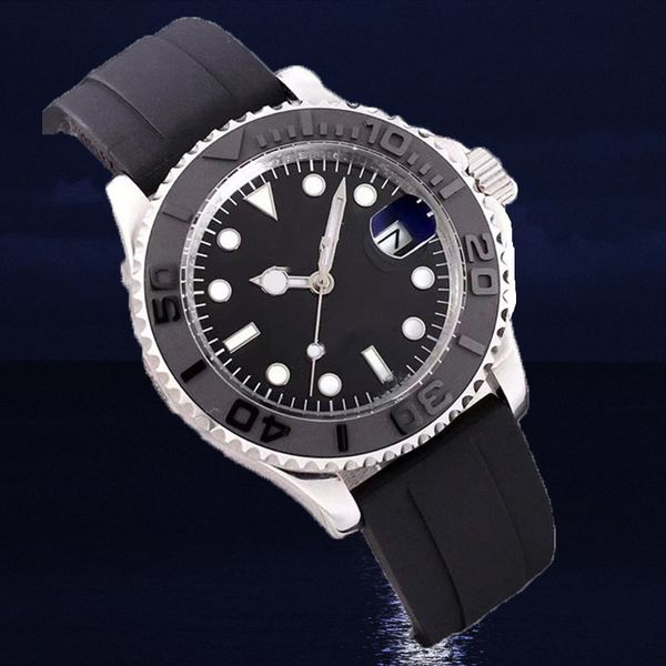 

8215 movement quality mens watches yacht style 41mm black dial master automatic mechanical sapphire glass classic model folding wristwatch s, Slivery;brown