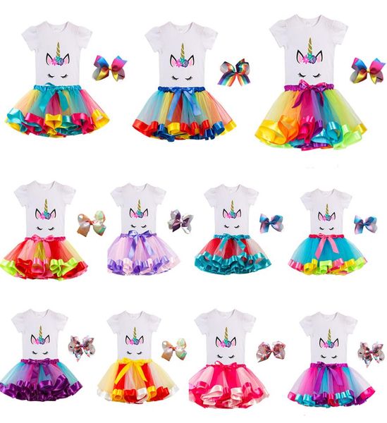 

11 styles baby girls summer unicorn tutu dress children unicorn party little girl kids clothes vestidos princess rainbow outfits d6103156, White