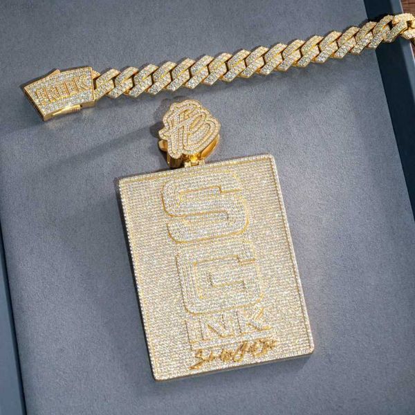 

custom jewelry 18k gold plated 925 sterling silver vvs moissanite diamond iced out hip hop vip card pendant