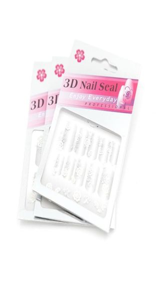 nail art decorations 3d nail seal 30 sets silver white flower decor nail sticke a 01305031109, Black
