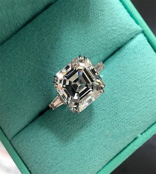 

real sparkling luxury jewelry 925 sterling silver princess cut big white z square cz diamond gemstones eternity women wedding 3679528, Slivery;golden