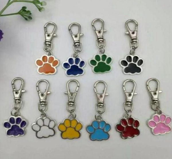 

enamel cats dog paw prints keychainfashion jewelry tibetan silver bear paw print charm tennis pendant key chain ring keychain a7262951, Slivery;golden