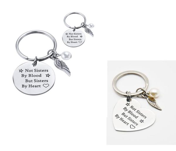 

personalized sister stainless steel keychain engraved not sisters by blood but sisters by heart keyring heart key chains pendant j2303774, Slivery;golden