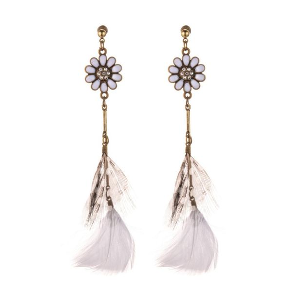 

supply sun flower feather earrings female european and american retro long exotic wind earrings3878629, Silver
