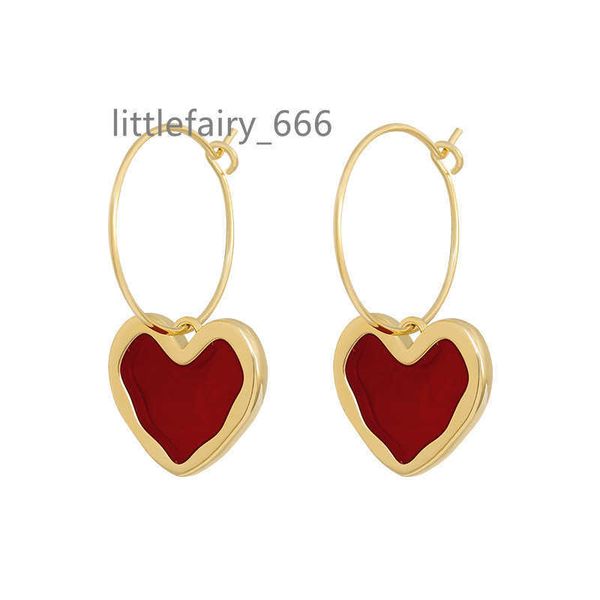 

premium design red love pendant earrings ins style temperament simple and versatile ear ring hoop earrings jewelry, Golden;silver