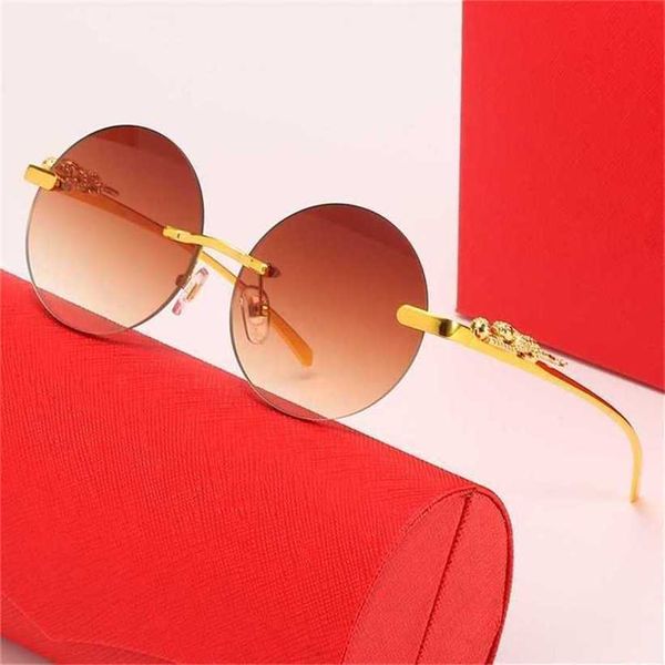 

sunglasses 2023 designer stereo leopard head men's frameless new fashion optical glasses sunglasseskajia new, White;black