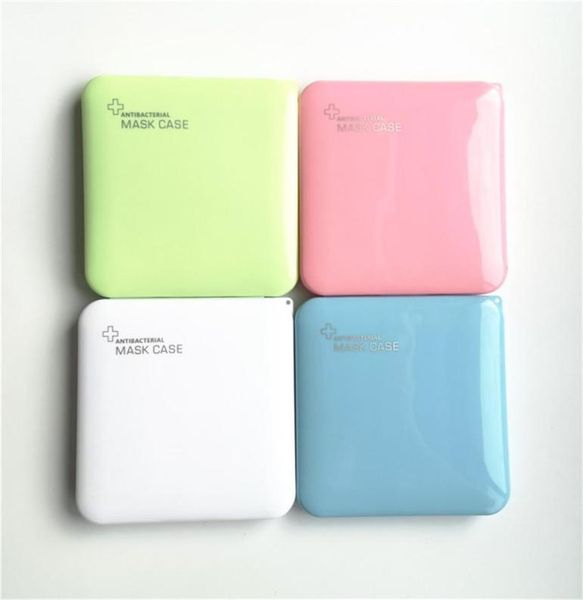 

square shape antibacterial mask case box portable dustproof face masks container candy color pollution protective mask bag ca9923678, White