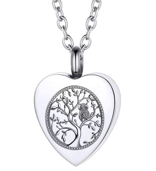 

ashes necklace owl tree of life urn pendant keepsake memorial cremation jewelry for ashes for women4022877, Silver
