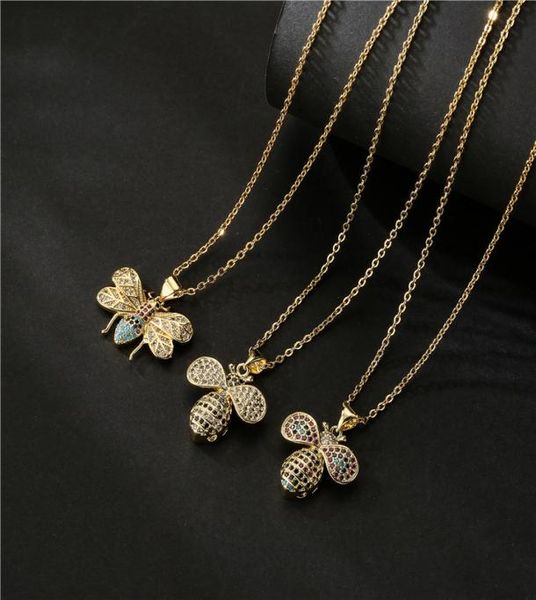 

fashion 18k gold micro pave zirconia animal bee pendant necklace for women party gift8176531, Silver