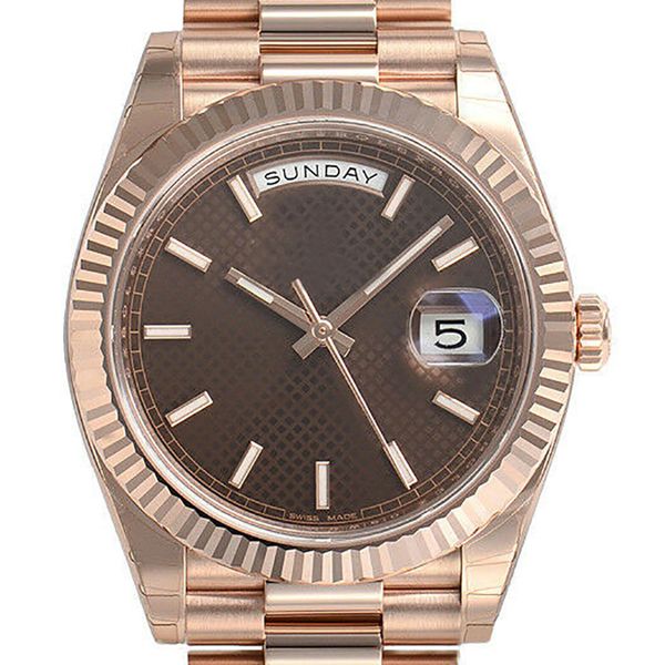 

men watch luxury 3235 automatic movement 228235 40mm 18k rose gold chocolate motif dial, Slivery;brown