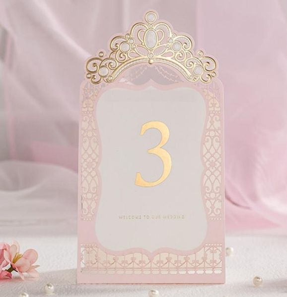 

place cards for wedding laser cut princess wedding table number place cards pink crown customer name card wedding supplier7643741, Black