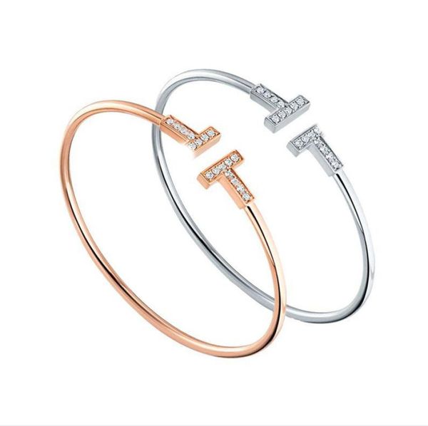 

gold bangel double t wristband bangle white fritillaria womens bracelet 17cm open designer bracelets adjustment silver rose gold w8841801, Black