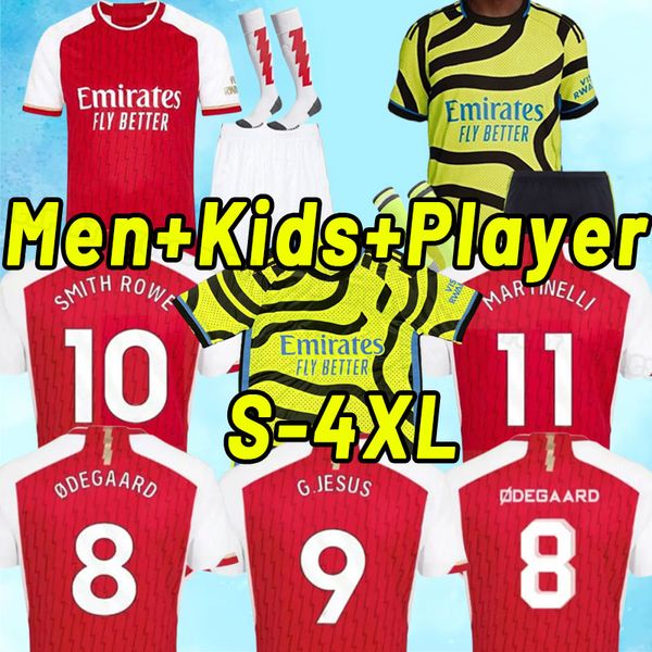 

23 24 g.jesus saka soccer jerseys fans player version smith rowe odegaard trossard kiwior tomiyasu arsen martinelli 2023 2024 football shirt, Black;yellow