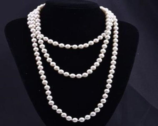 

2021 fashion personality retro glass imitation pearl necklace women simple knotting multilayer long style a variety of colors to 5777072, Silver
