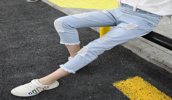 

fashion broken hole kids jeans spring summer boys girls casual loose ripped jeans children jeans trousers children kids clothes6418754, Blue
