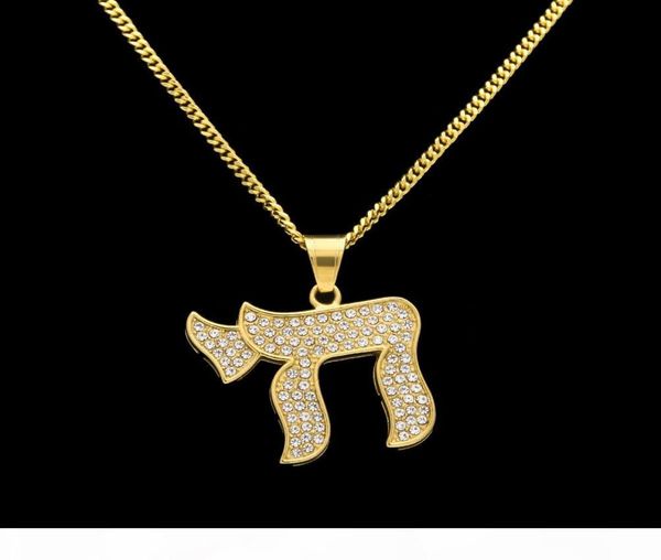 

hip hop stainless steel chai jewish symbols exaggerated pendants necklaces luxury gold plated chain jewelry women accessories 4514683, Silver