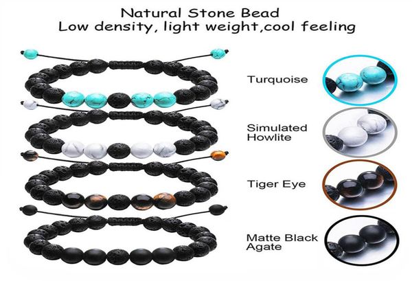 

kimter 8mm lava stone weave bracelets bangle for women men healing balance beads aromatherapy essential oil diffuser bracelet jewe5219229, Golden;silver