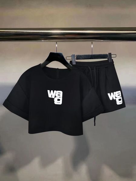 

fried street casual sports suits women summer short t-shirt wide legs shorts fashion running two piece sets womens clothing, White