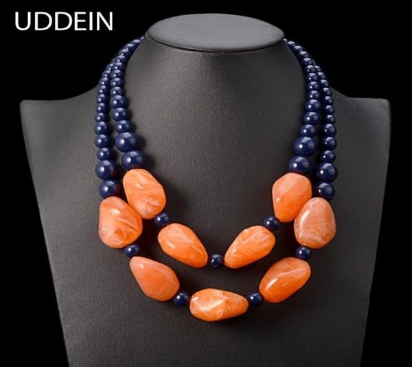 

uddein bohemian maxi necklace women double layer beads chain resin gem vintage statement choker necklace pendant jewellery y20077411811, Silver