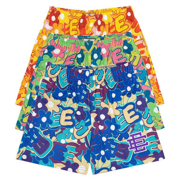 

ee american casual sports shorts summer men's fashion street shorts 4-point mesh quick drying shorts, White;black