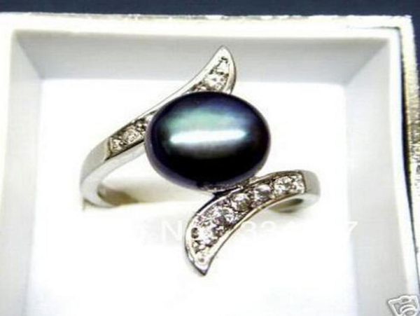 

black akoya cultured pearl bead ring012345678910112408995, Golden;silver
