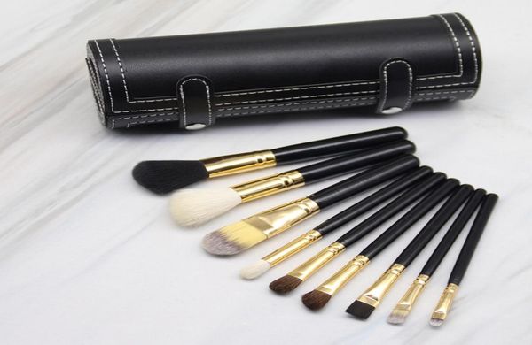 

m 9 pcs makeup brushes set kit travel beauty professional wood handle foundation lips cosmetics brush with holder cup case6930542
