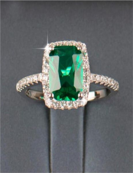 

big promotion 3ct real 925 silver ring swa element diamond emerald gemstone rings for women whole wedding engagement jewelry n47994585118, Slivery;golden