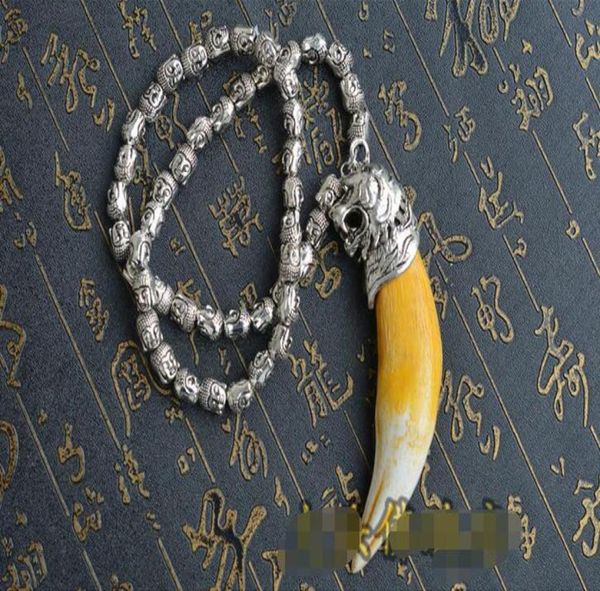 

imitation tiger tooth pendant animal teeth pendant collection domineering side leakage tiger teeth wenwan cattle bones evil spirit8162852, Silver