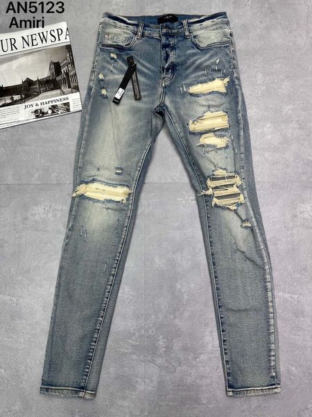 

hm120033 purple mens jeans distressed motorcycle biker jean rock skinny slim ripped hole stripe fashionable snake embroidery denim pants, Blue