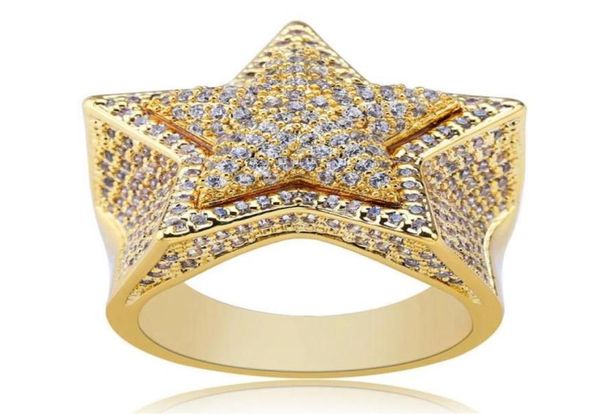 

ice out cubic zirconia gold rings for men full diamond hiphop jewelry luxury silver ring 86847376053611, Golden;silver