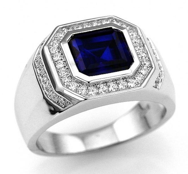 

highend luxury fashion men039s jewlry sapphire white gold filled ring america and europe pop engagement ring size 7159364497, Silver