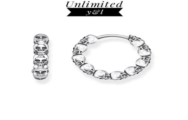 

charm skull creole hinged hoop earrings 925 sterling silver style skeleton round fashion jewelry women men 20212160235, Golden