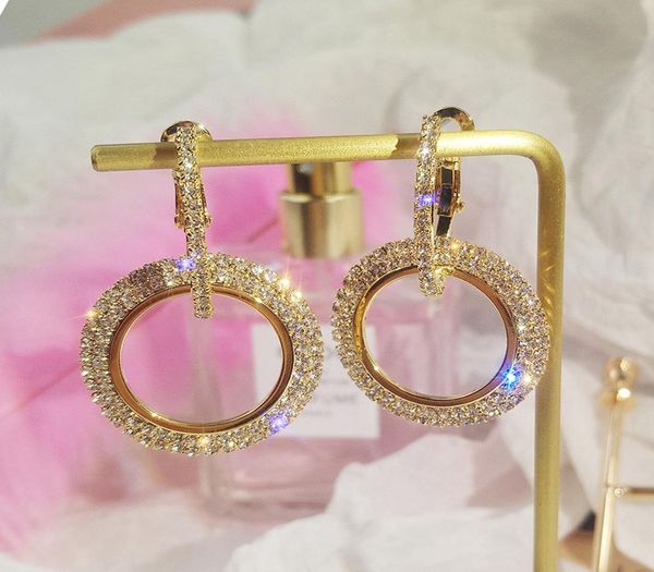 

new design creative jewelry highgrade elegant crystal earrings round gold and silver earrings wedding party earrings for woman ep5844732, Golden;silver