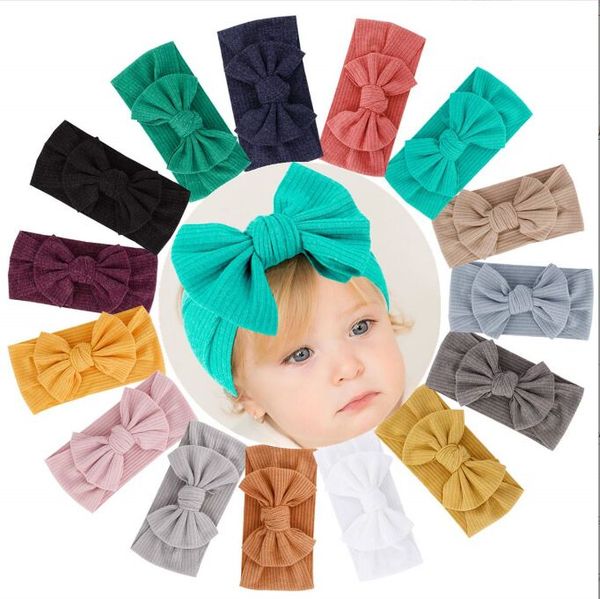 

baby solid hairband  colors boho bows headbands infant girls bohemian hair bows kids nylon elastic headband baby hair accessories, Slivery;white