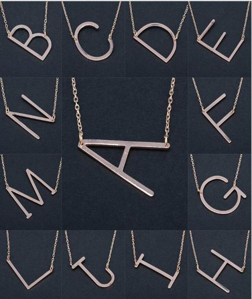 

new fashion women letter pendant necklace az letter name initial gold silver plated stainless steel necklace pendant for women be5514855