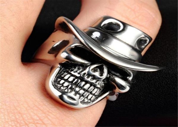 

stainless steel ring men039s accessories whole alternative cowboy hat skull cluster rings5308967, Golden;silver