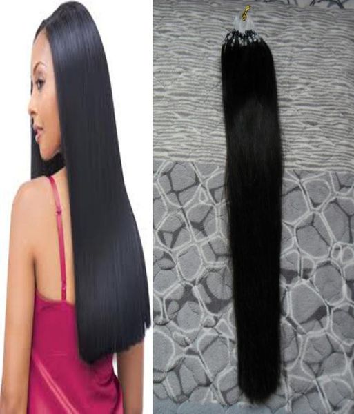 

micro hair extensions 100g remy brazilian straight tip hair loop micro ring human hair extensions6636204, Black